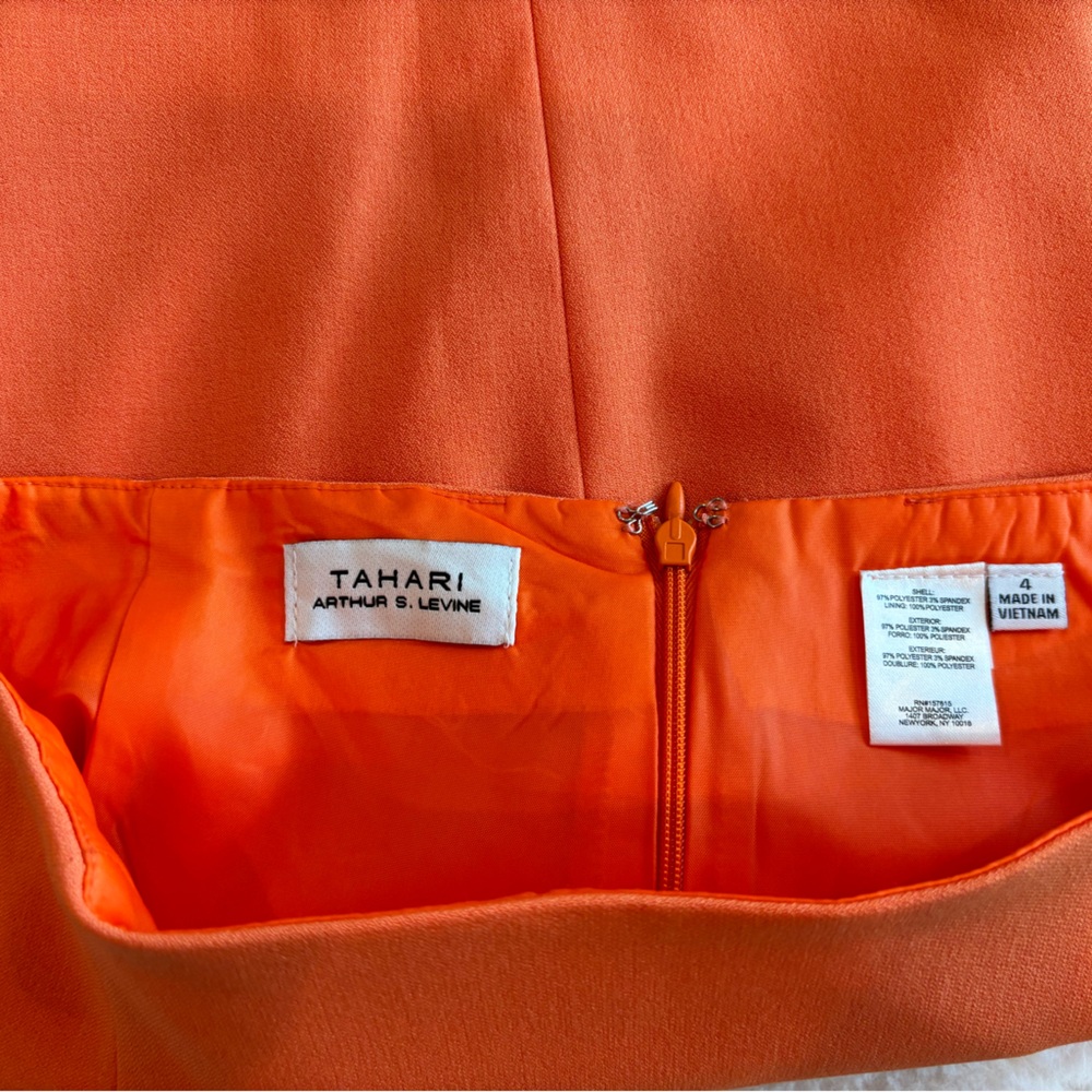 Tahari Arthur S. Levine Crepe Pencil Skirt, Size 4, Orange - Picture 3 of 5